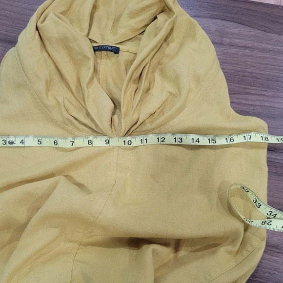 For Cynthia Linen Blend Cowl Neck Dress Mustard Yellow Size XS - Picture 6 of 10